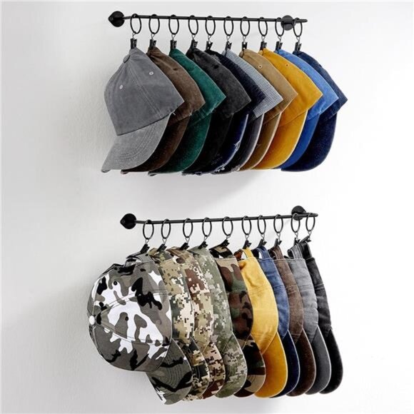 Hat Rack for Baseball Cap Hat Storage with 20 Hooks - Modern Metal Hat - Picture 1 of 14